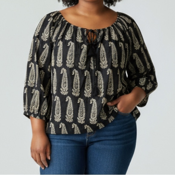 Denim & Supply Ralph Lauren Paisley Print Oversized Tassel Boho Blouse - Picture 1 of 11